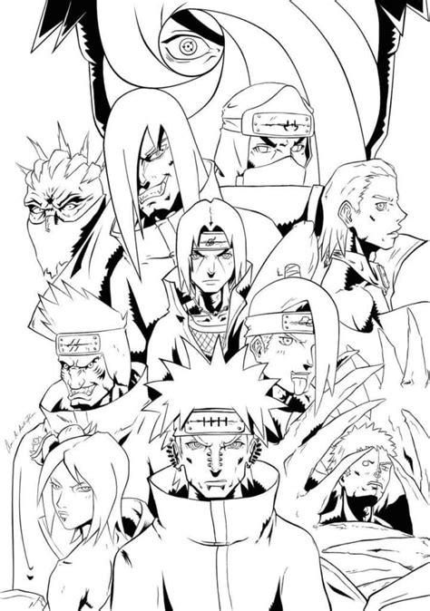 coloriage naruto akatsuki|Akatsuki Coloring Pages